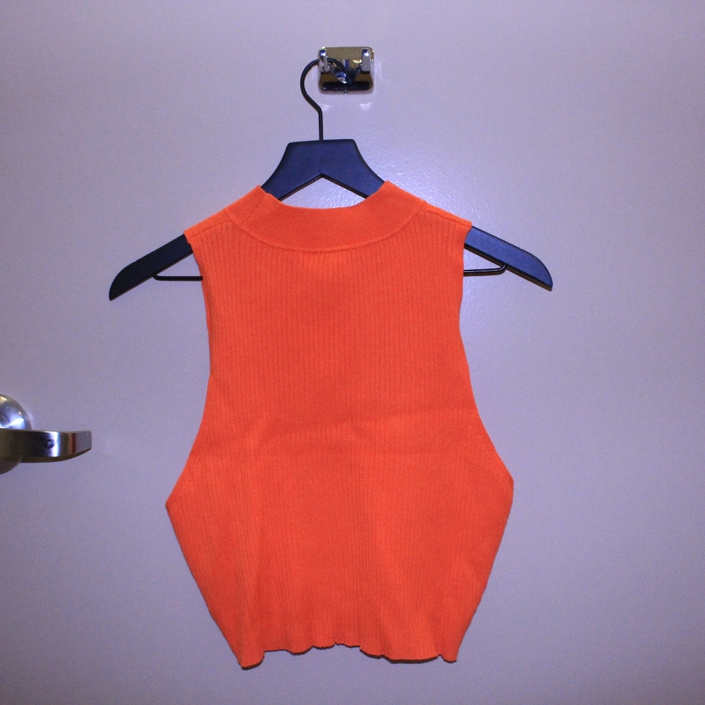 Neon Orange Ribbed Top - Picture 4 of 5